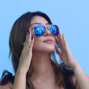 Reflective Aviator Mirror Sunglasses - Blue